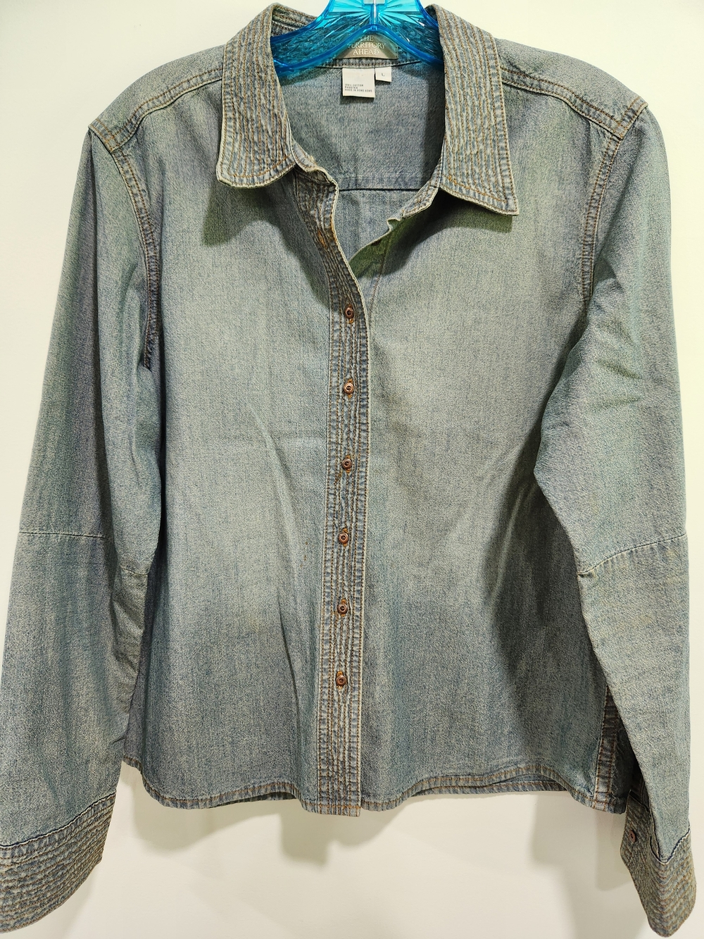 The Territory Ahead Light Blue Denim Button-Down Shirt Vintage